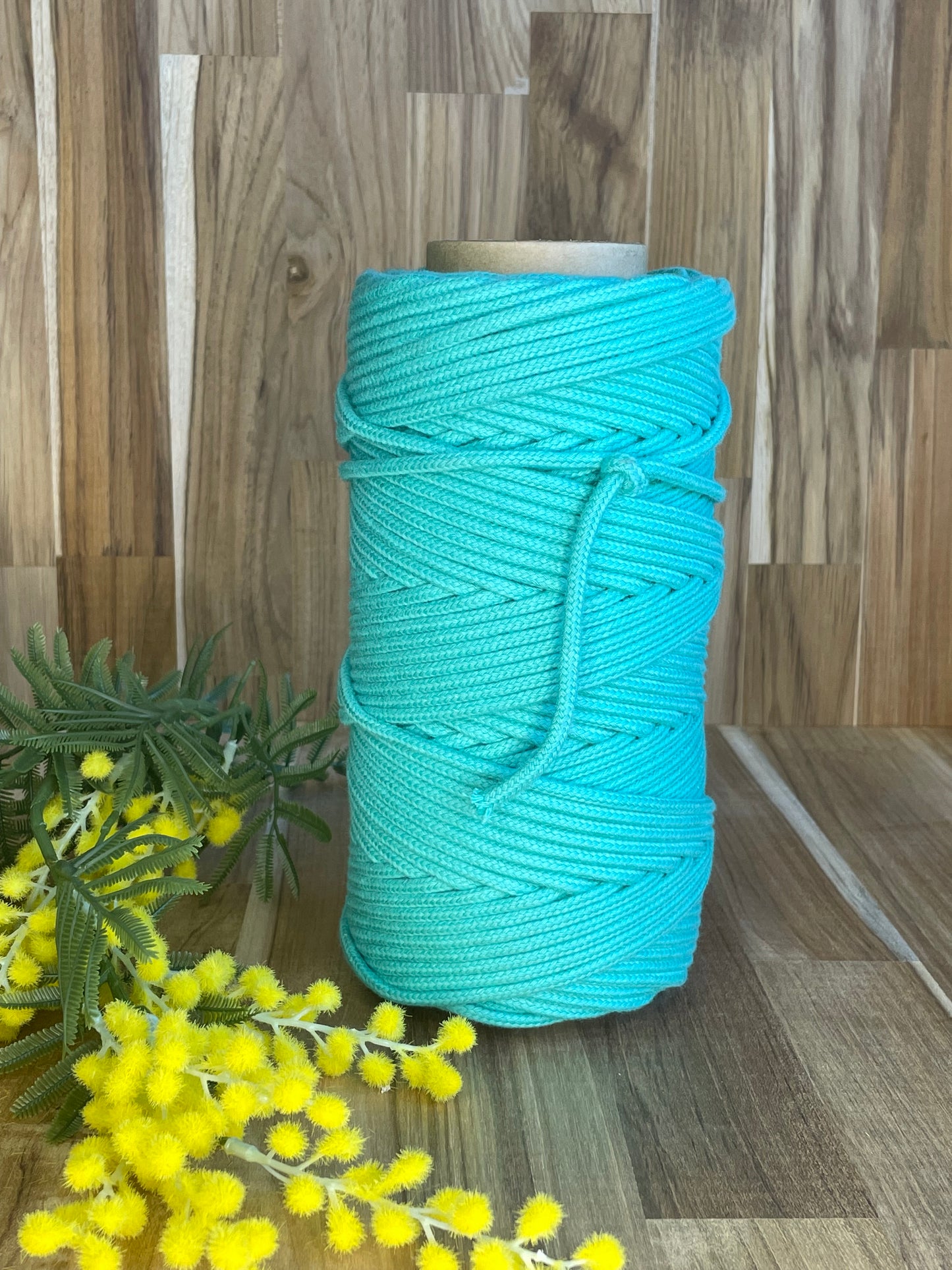4mm Turquoise Round Braid Cotton Sash Cord 100m