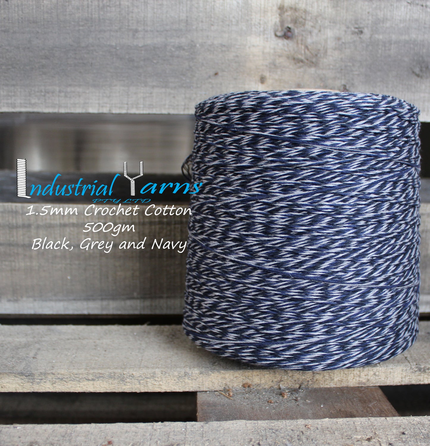 1.5mm Twisted Cotton Black, Grey and Navy
