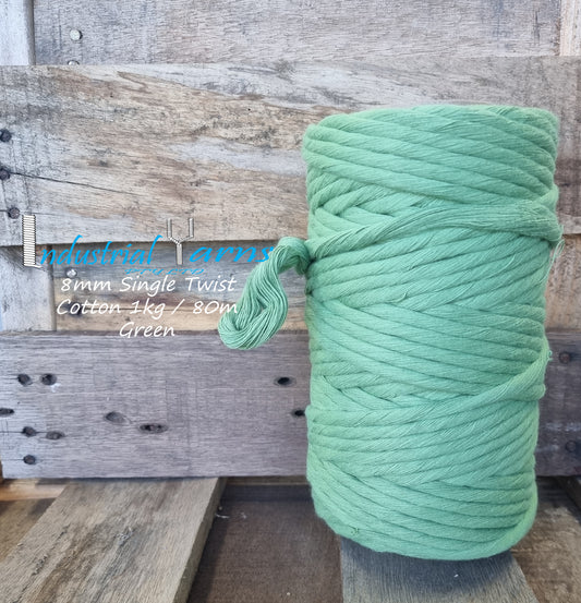 8mm Single Twist Cotton Green